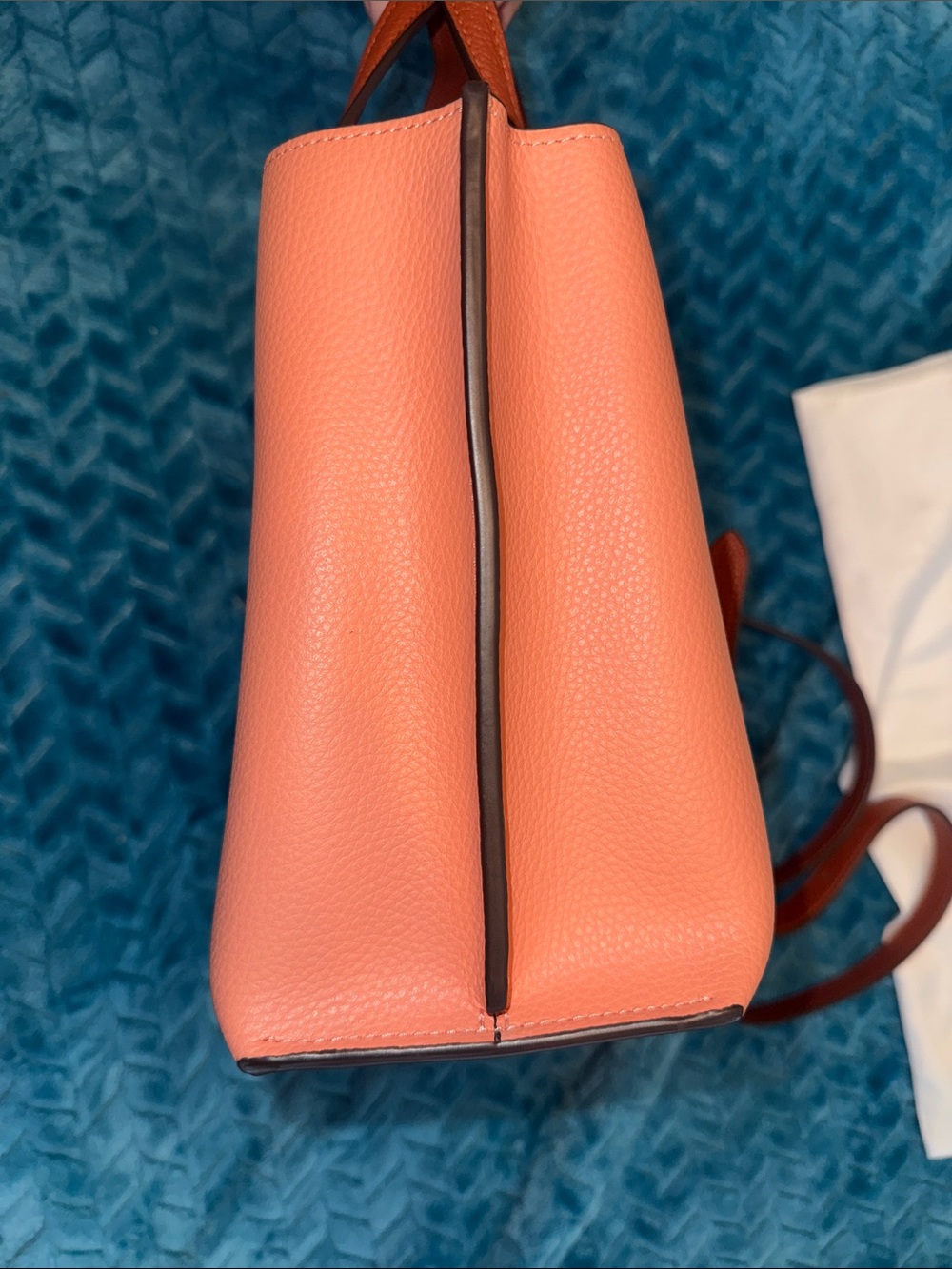 Coach Willow Tote 24 - Light Coral Multi Colorblock Leather - Picture 9 of 11